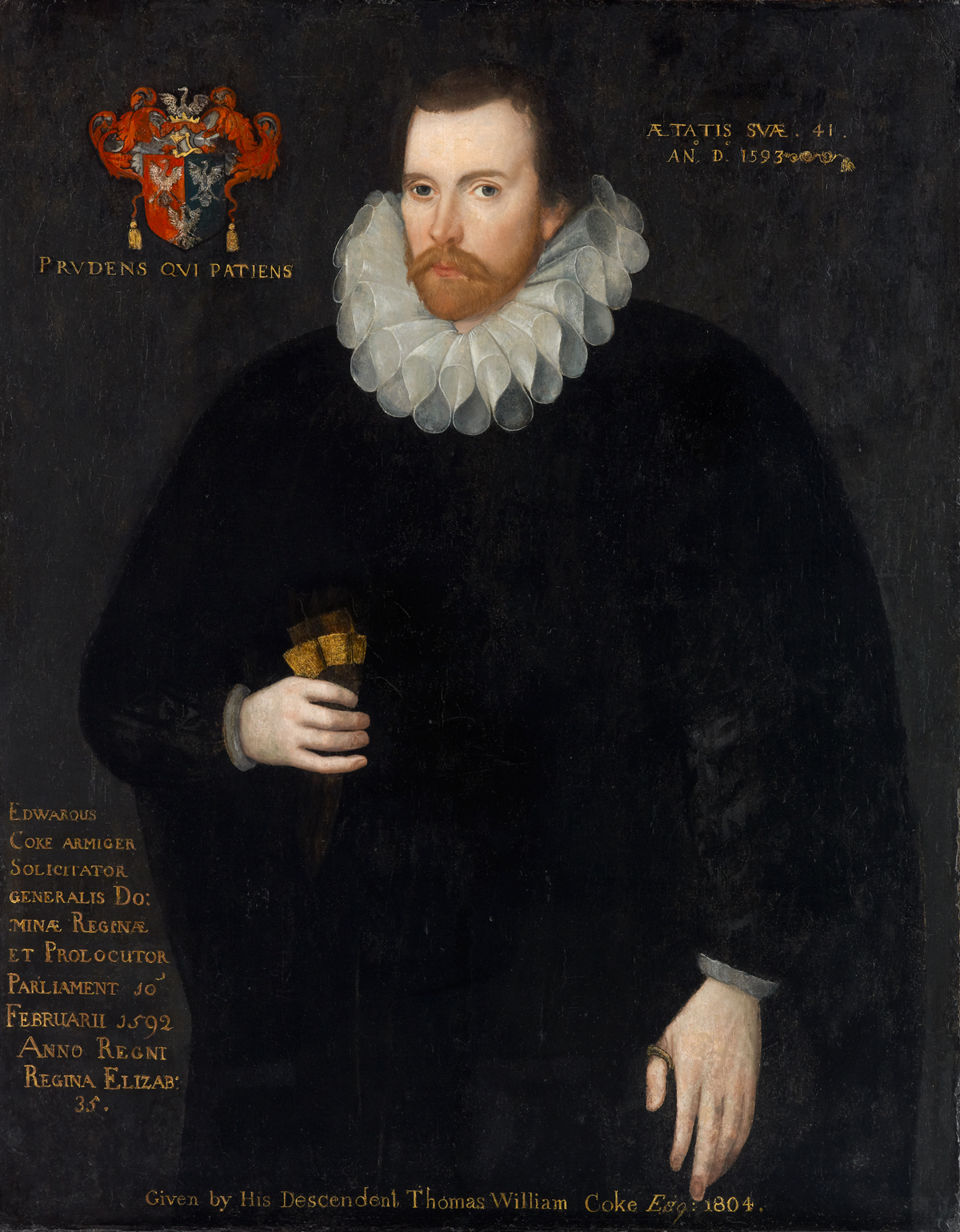 Painted portrait of Sir Edward Coke in Elizabethan dress