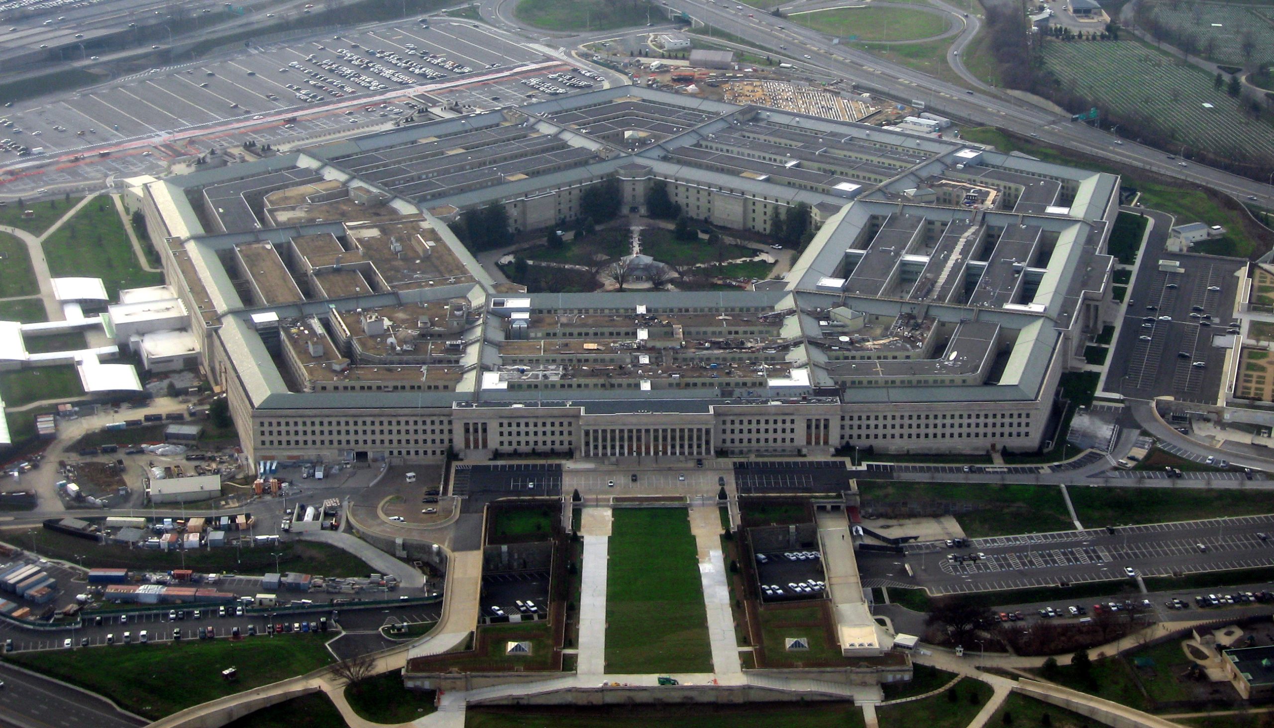 Aerial photograph of the Pentagon, headquarters of the U.S. Department of Defense