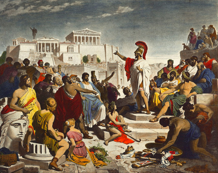Philipp Foltz's nineteenth-century painting of Pericles addressing the Athenian assembly