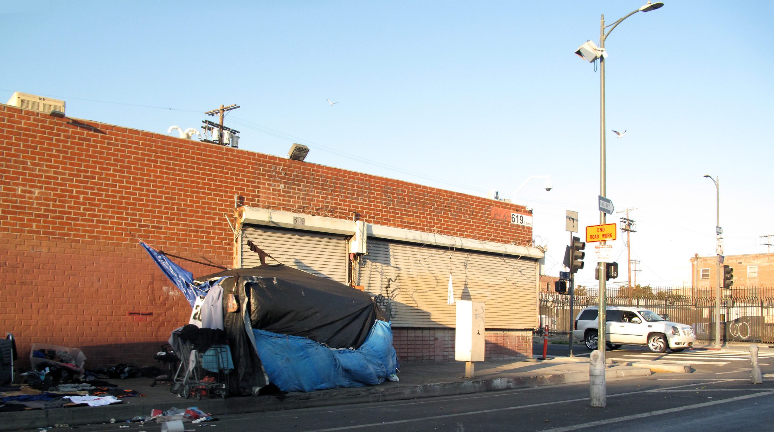 A street on Skid Row in downtown Los Angeles